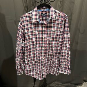 Gap Kids - Red, White & Blue Plaid Button Down Shirt - XXL